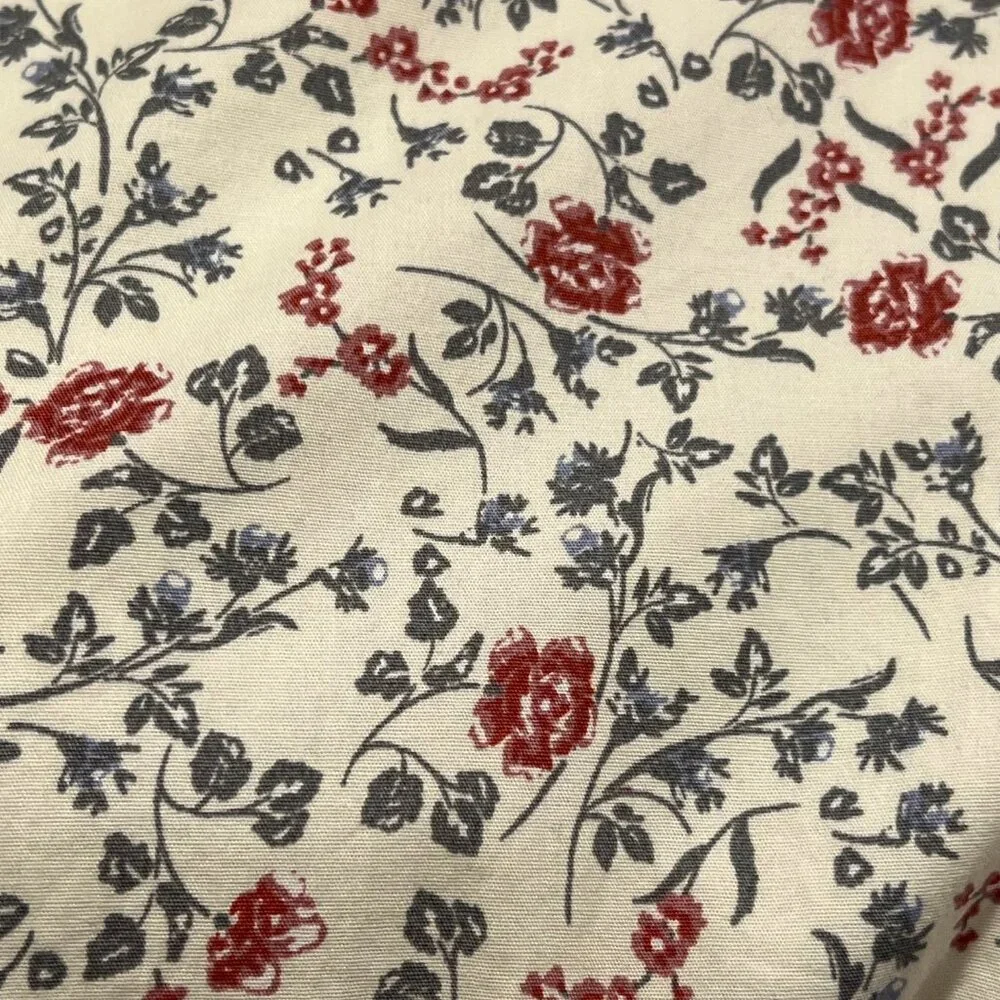 WAYF Tiered Floral Maxi Dress, Cream Blue Red, M
